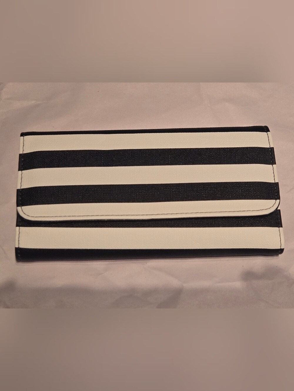 NWT Kut From The Kloth Black And White Striped Clutch Bag
